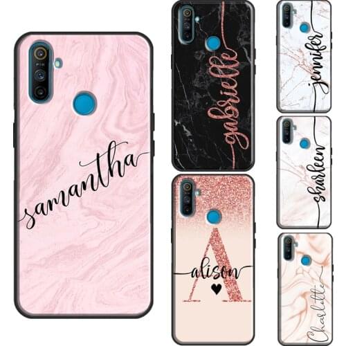 Custom Name Initials Rose Gold marble For OnePlus 9 Pro 8 7T 8T Nord Case For Realme 8 7 6 Pro Q3 7i C3 C11 C15 GT Cover Shell