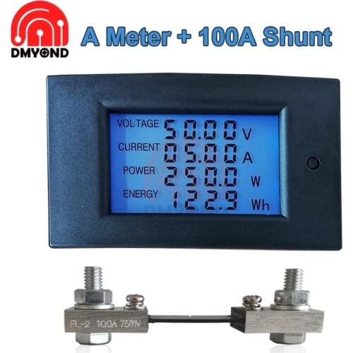 20/50/100A DC100V LCD Digital Voltmeter Ammeter Volt Voltage Current Power Energy Detector Test Monitor Amperimetro Meter Shunt