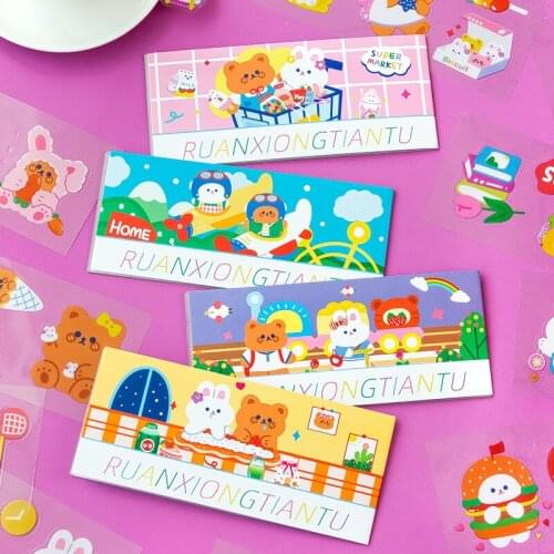 Decorative stickers cute bear rabbit pvc cartoon stickers water cup stationery stickers