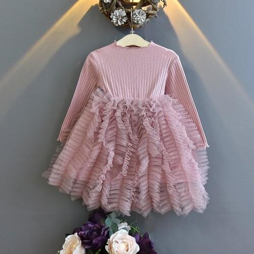 1-6 years children clothing winter baby girl clothes Pink girls sweater Skirt Fashion TUTU Dress Korean toddler girl clothes