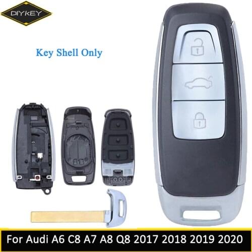 DIYKEY for Audi A6 C8 A7 A8 Q8 2017 2018 2019 2020 3 Button Remote Car Key Shell Fob Case Replacement New