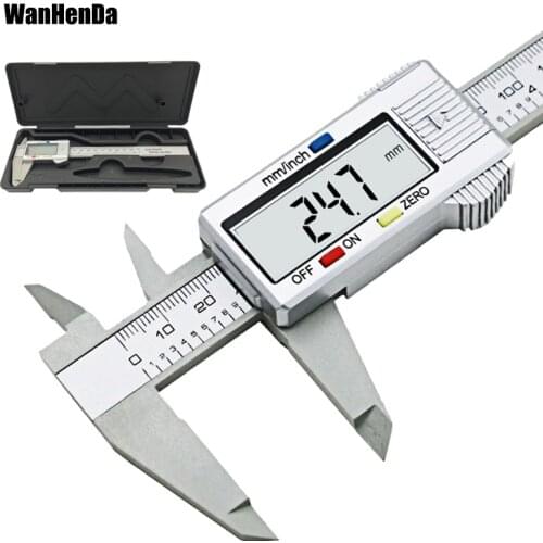 6inch LCD 150mm Digital Calipers Electronic Carbon Fiber Vernier Caliper Gauge Micrometer Model Digital Calipers tool with a box