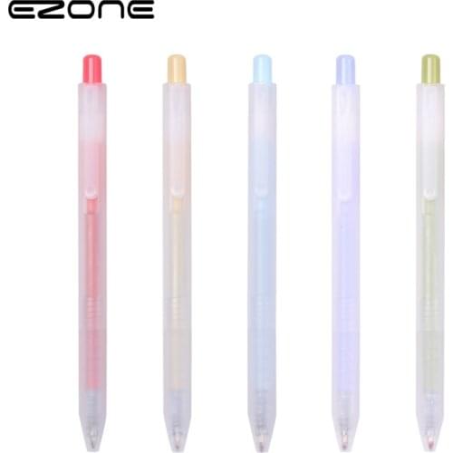 EZONE 20PCS Pen 0.5mm Black Gel Pen Student Stationery for School 2021 Gift Press Type Easy to Dry Fruit Color Light Portable
