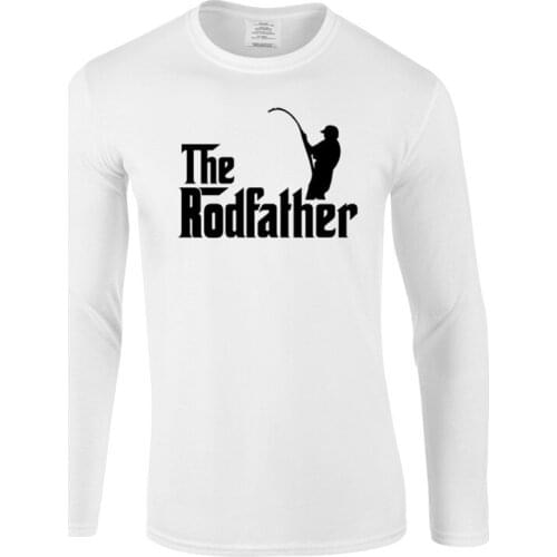 The Fishing rodfather Mens Casual T-Shirt high quality Print T Shirt long Sleeve O-Neck Streetwear Tees Hip Hop Tops
