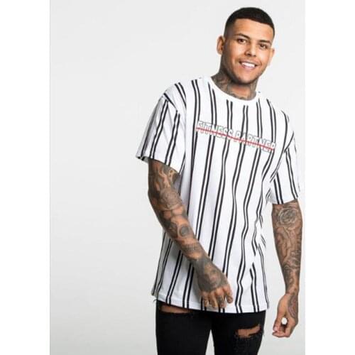2019 New Mens Striped t shirt Summer Loose Short sleeve O-Neck T-shirt Male Casual Fashion Hip hop Tees Tops Streetwear Clothing