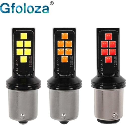 Gfoloza 2Pcs P21w LED 3030 1156 1157 P21/5W BAY15D BA15S Bulbs 12V Car Reversing Lamp Brake Light White Red Yellow
