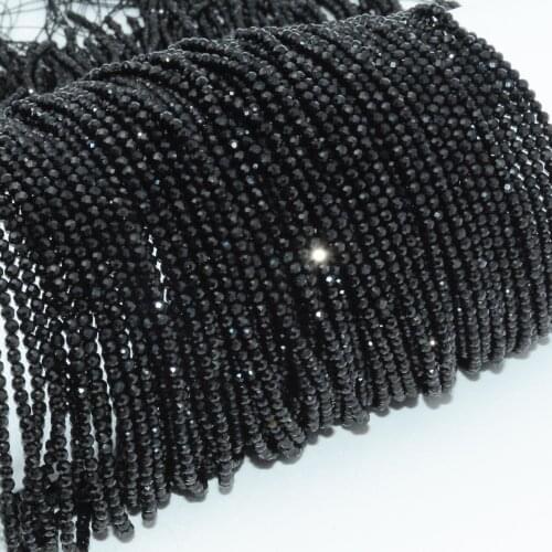 Natural Black Tourmaline Faceted Round Beads 2mm, 3mm
