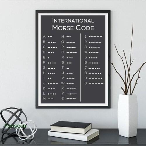 Morse Code Poster and Print Modern Minimalist Black White Canvas Painting Wall Art Picture for Living Room Home Decor