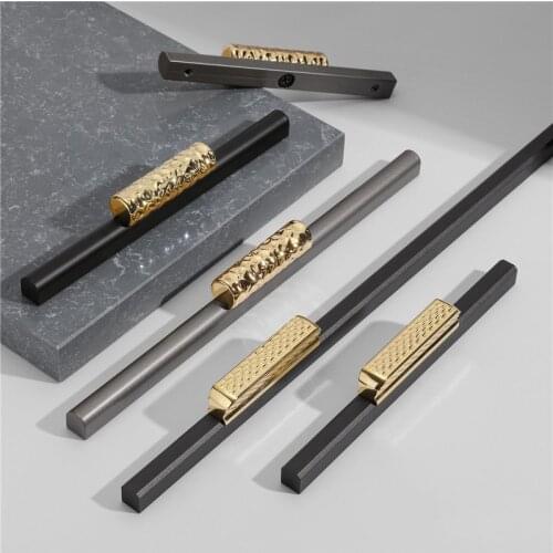 KK&FING 1 PC Grey Gold Kitchen Cabinet Door Handles Aluminum Alloy Wardrobe Cupboard Pulls Drawer Knobs Furniture Door Hardware