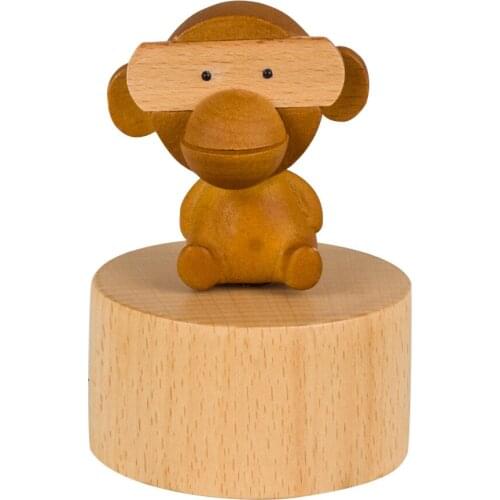 Creative Mini Monkey Red Panda Solid Wood Music Box Music Box Childrens Christmas Gift Decoration