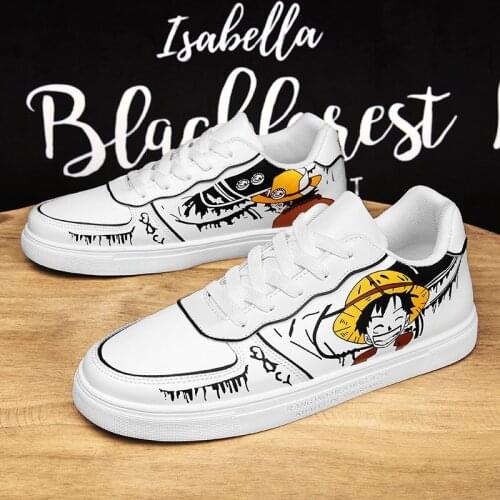 Fashion White Cartoon Print Mens Casual Sneakers Couple Low-cut Vulcanized Shoes for Men Comfortable Breathable Board Shoes Men