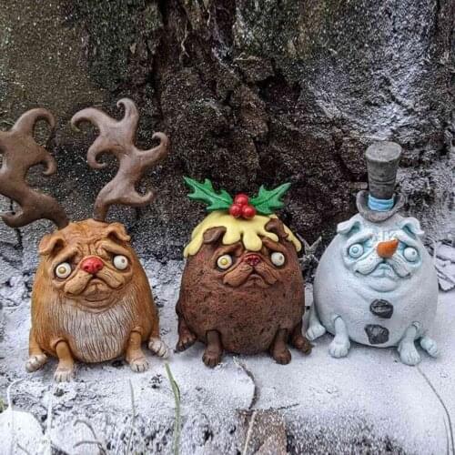 Zombie Pumpkin Dog Doll Animal Ornaments Resin Crafts Miniature Sculptures Puppy for Halloween Party Indoor Outdoor Garden