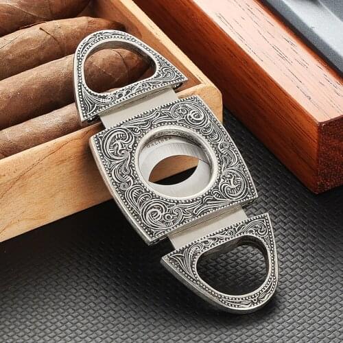 GALINER Bronze Cigar Cutter Stainless Steel Metal Cigar Cutter Guillotine Craving Pocket Knife Cigar Scissores Gift Box