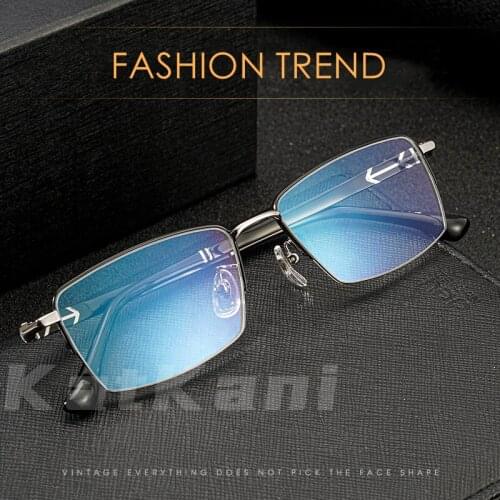 KatKani Business Mens Half-Frame Glasses Ultra Light Fashion Metal Myopia/Hyperopia/Astigmatism Prescription Optical Frame 8253