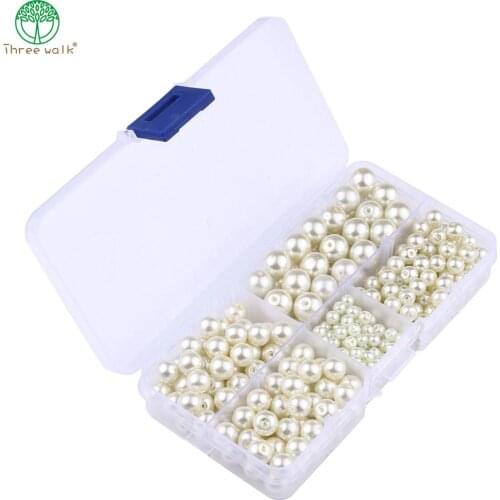 White Ivory 6 8 10mm Round Imitation ABS Pearl Beads Set 340pcs For Craft Scrapbook Decoration DIY Sewing Craft Supplies