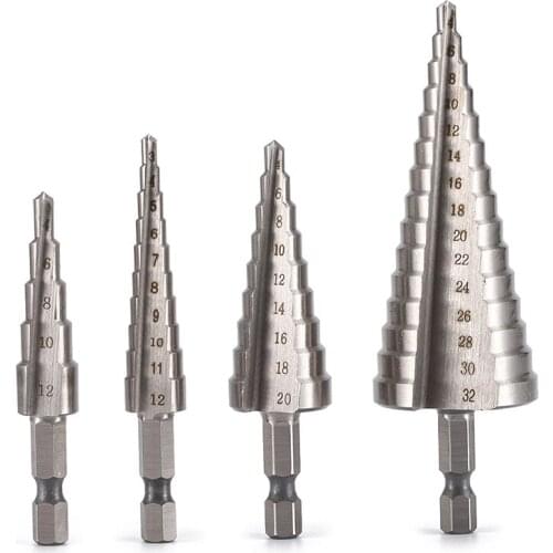 3PC/4PC HSS Step Bits Set High Speed Step Drill Bit Set Hole Cutter For Wood Stainless Steel Metal Hardware Tools-Spiral Groove