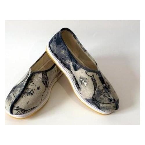 Handmade cotton shaolin monk ink printing shoes nun martial arts zen lohan/arhat buddhist lay meditation sneaker Summer&Spring