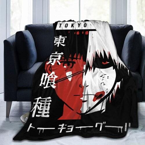 Anime Tokyo Ghoul Blanket,Flannel Lightweight Throw Blanket,Soft Warm Plush Micro Blanket,for Home Sofa Chair Livingroom Bedroom