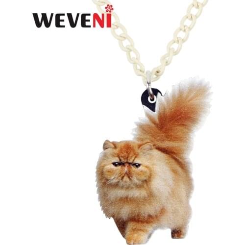 WEVENI Acrylic Fatty Fluffy Cat Kitten Necklace Pendant Chain Choker Bijoux Bijoux Jewelry For Women Girls Bijoux 2018 Hot Gift