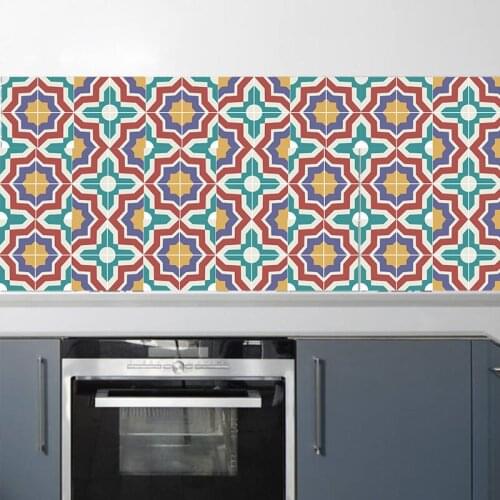 Mexican Style Tiles Floor Wall Sticker Kitchen Backsplash Bathroom Waist Line Wall Decor Poster Art Mural Home Decor