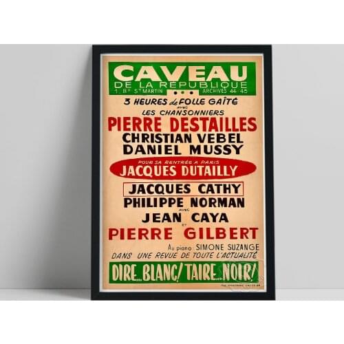 1960s French Music Venue Poster, Pierre Destailles Christian Vebel Daniel Mussy Canvas Painting, Vintage Art Wall Picture Decor