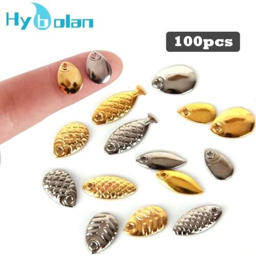 New 100pcs Micro Fly Fishing Spoon Fly Lure for Trout Silver Gold Metal Spinner Hard Bait Not Hurt Line Copper Accessories tool