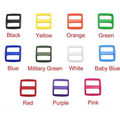 50pcs Colorful Plastic Slider Tri-Glide Adjustable Buckle Dog Collar Harness Backpack Strap Webbing Bag Parts(20/25mm)