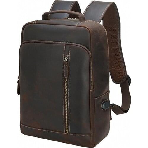 2021 New Natural Cowskin 100% Genuine Leather Mens Backpack Fashion Large Capacity Shoolbag For Boy Leather Laptop Backpack Bag