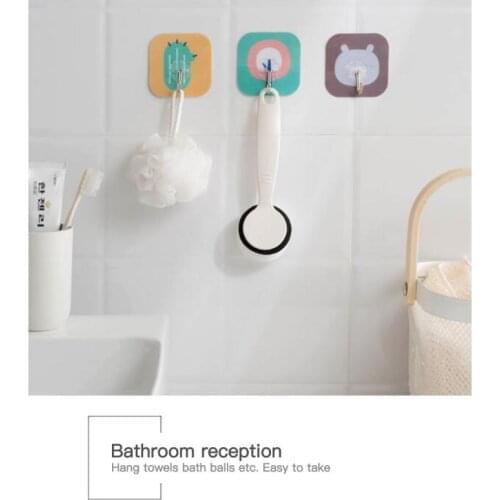 Strong Cute Cartoon Hook Wall Kitchen Adhesive Door Wall Hangers Hook Creative Nail-Free Suction Cup Bathroom Hooks