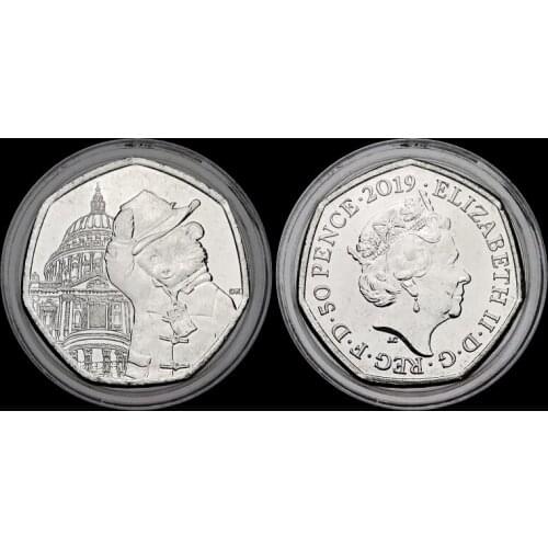 United Kingdom 50 Pence Patting Bear in St. Pauls Cathedral 2019 Real Original Coins Collectibles Authentic Unc