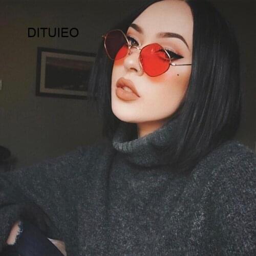 Red Retro Sunglasses Women Small Frame Polygon Luxury Brand Designer Blue Pink Clear Lens Sun Glasses Female Oculos De Sol