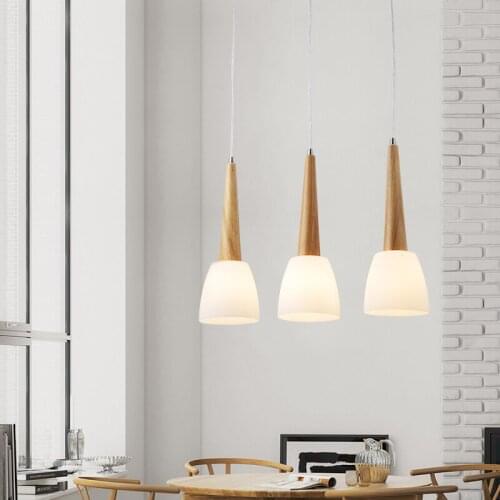 DX Modern Led Pendant Lights Restaurant Lights Wood Lighting Fixture Glass Lamp Nordic Design Luminaire White Warm Luster