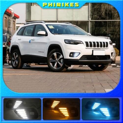 1Set LED Daytime Running Light For Jeep Cherokee 2019 2020 Car Accessories Waterproof ABS 12V DRL Fog Lamp Decoration