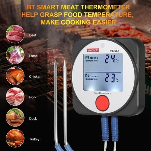 BT Meat Thermometer Smart Food Thermometer Wireless Remote Control Timer Alarm Large Backlit Screen for BBQ Food Cooking Grill