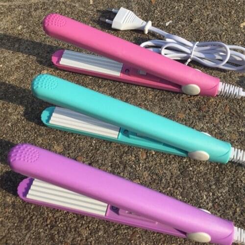High Quality Mini Hair straightener Iron Pink Ceramic Straightening Corrugated Curling Iron Styling Tools Hair Curler EU Plug