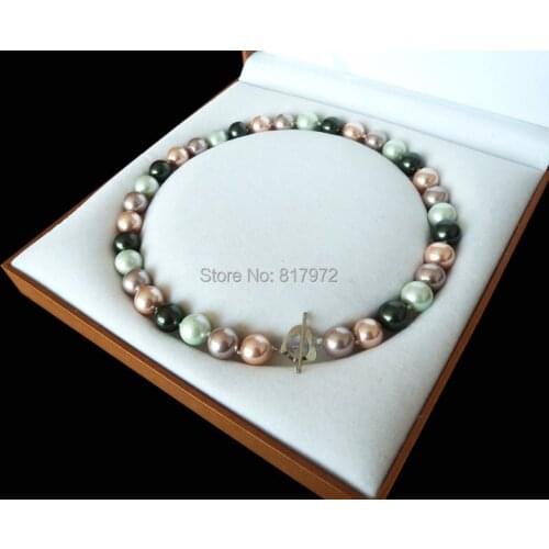 Shining Colorful Natural South Sea Shell Pearl Bead Highlight AAA Round Bead 12MM-16mm Necklaces Love Clasp For Woman Gift