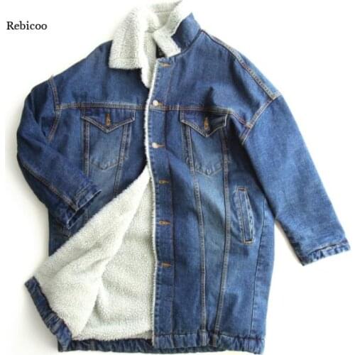 Women Fur Warm Winter Denim Jacket New Fashion Autumn Wool Lining Jeans Coat Women Bomber Jackets