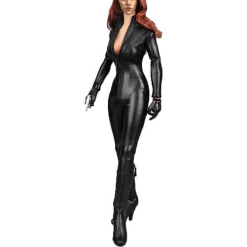 ZY15 1/6 Scale Female Black Tight Leather Clothing Leotard Cos Agent Women Clothes Model For 12'' Inch Action Figure Dolls