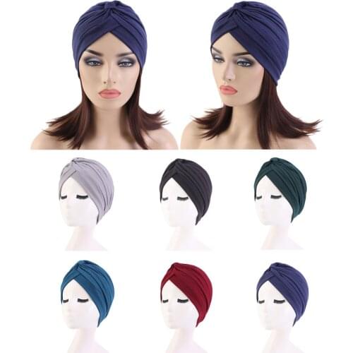 1 pc Fashion Warm Winter Autumn Women Girls Cap Hair Accessories Turban Solid Color Muslim Hat Headwear Hair Loss Chemo Cancer