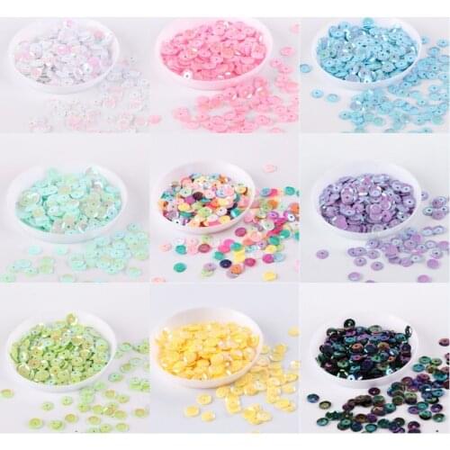 10g/pack 6mm Round Cup AB Rainbow Colours Pvc loose sequins Paillettes sewing Wedding craft, Kids Diy Women Garment Accessories