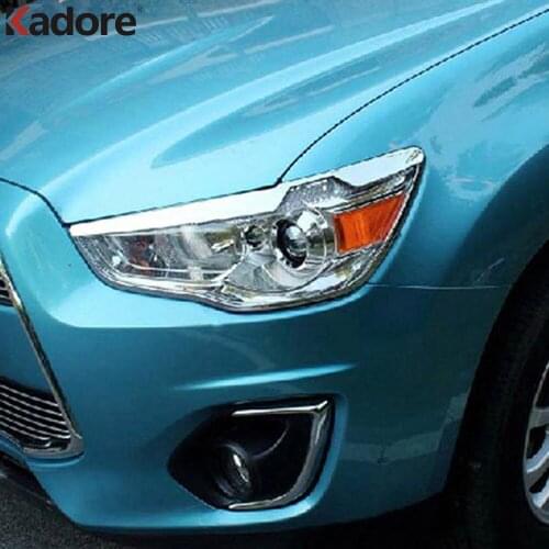 For Mitsubishi ASX SUV 2010-2012 High Quality ABS Chrome Front Headlight Lamp Cover Bezel Trim Auto Accessories Styling 2pcs/set
