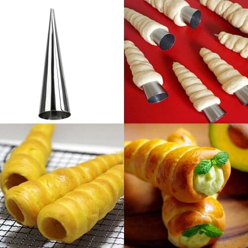 Horn bread Pastry 5 Pcs Baking Tool Baking Cones Cake Baking Mold Spiral Croissant Tubes Stainless Steel
