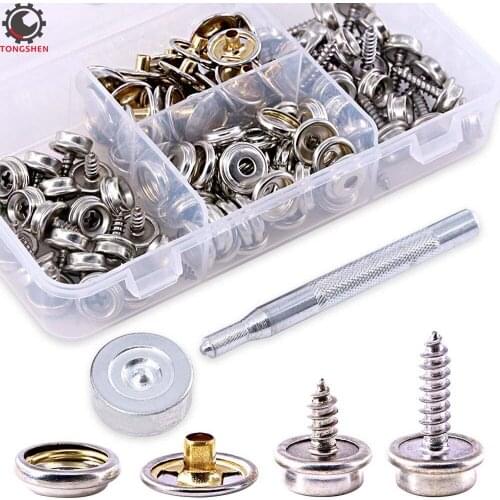 60Pcs Boat Canvas Snaps Stainless Steel Marine Grade Canvas and Upholstery Boat Cover Snap Button Fastener Kit Silver