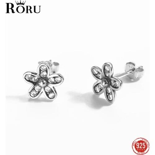 925 Sterling Silver Stud Earrings Zircon Flower Shape Earrings for Party Gift Luxury Exquisite Ear Jewelry for Women