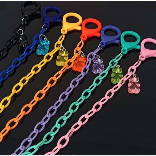 Candy Color Acrylic Chain Glasses Mask Lanyard Color Bear Lanyard Anti-lost and Anti-leak Artifact Animation Derivatives