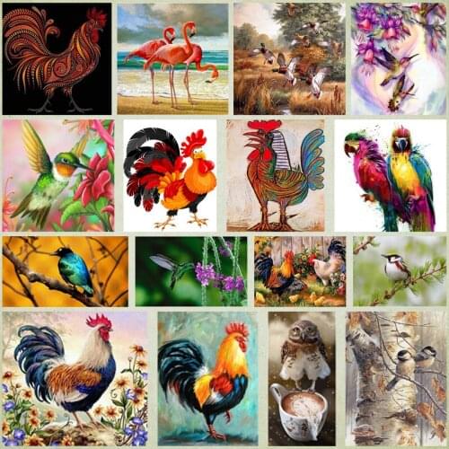 Diamond Painting Bird Decoration Living Room Bedroom Wall Parrot Sparrow Flamingo Rooster CartoonDiamond Embroidery Cross Stitch