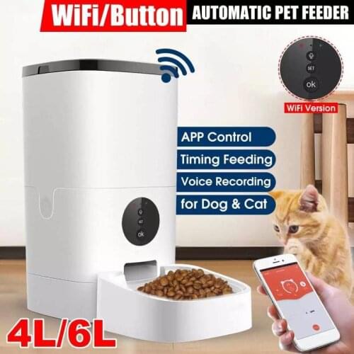 4/6L Wifi Version Pet Automatic Feeder Device Smart Food Dispenser EU US Plug APP Control Timer Feeding Cat Dog Food Dispenser