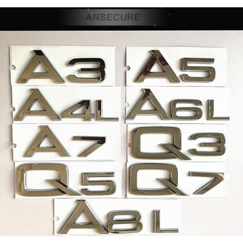 Car Styling Rear Emblem Sticker logo Badge for Audi A3 A4LA5 A6L A7 A8L Q3 Q5 Q7