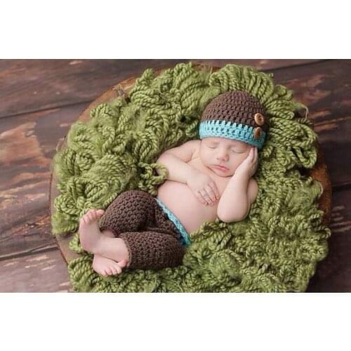 Free shipping, 100% cotton newborn Beanies caps,Baby Boy Hat with Pants baby sets, Newborn Boy Hat ,Newborn Photography Prop