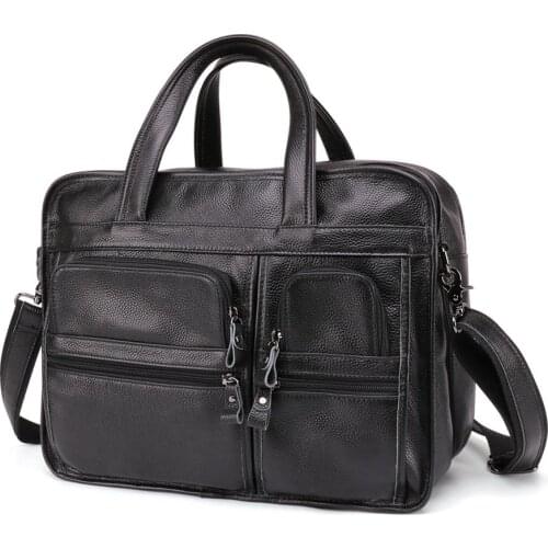 Large Men Genuine Leather Handbags Male Business Office Laptop Bag Mens Leather Travel Shoulder Bag Brand Design Messneger Bag